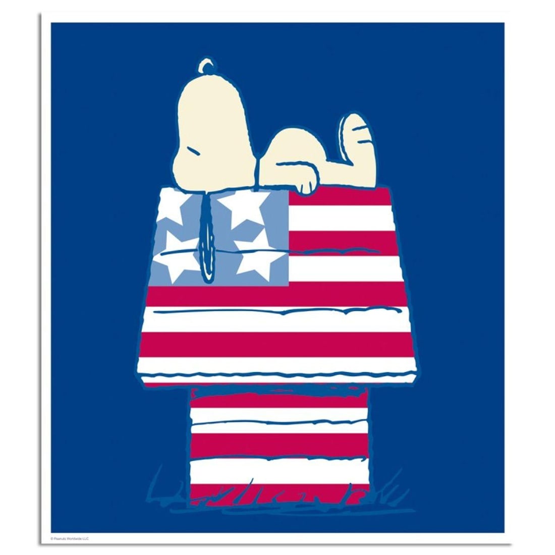 Peanuts, "Stars and Stripes and Sleep" Hand Numbered Canvas Limited Edition Fine Art Print with: A vibrant and striking edition portraying the simple yet emotive art of Charles. M. Schulz, creator of PEANUTS . You'll love the color, it really POPS in person! It looks incredible on the wall and wi