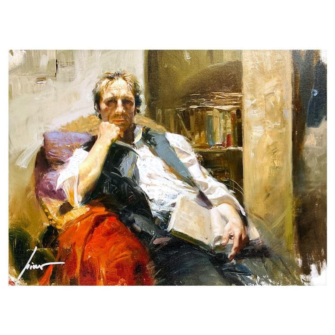 Pino (1939-2010) "The Professor" Limited Edition on Canvas, Numbered and Hand Signed with: The Professor is a limited edition giclee on canvas by Pino (1939-2010), numbered and hand signed by the artist. Includes Certificate of Authenticity. Measures approx. 12 x 16" (image). Reference#: 93