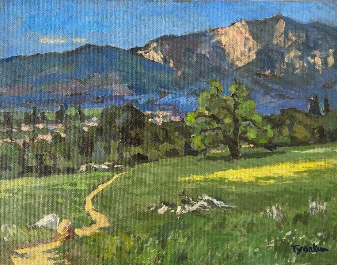 Boris Tyomkin- Original oil on board "Spring. Ojai": Artist: Boris Tyomkin. Medium: Original oil on board. Title: Spring. Ojai. Size: 12" x 16". Signature: Hand Signed. Reference#: 33516.