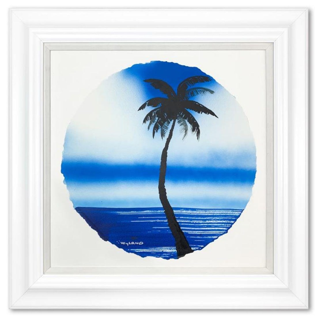 Wyland, "Palm Trees" Framed, Hand Signed Original Painting with Letter of Authenticity.: Palm Trees is an original painting, watercolor on deckle edge paper by Wyland. Hand signed by the artist, the piece comes custom framed and with a letter of authenticity. Measures approximately 30" x