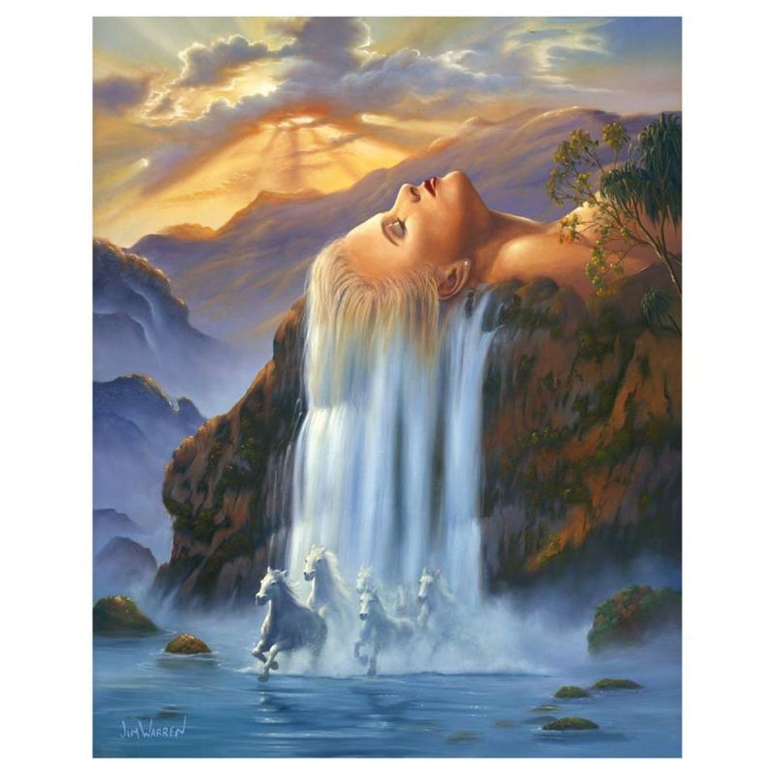 Jim Warren, "Daydreams" Hand Signed, Artist Embellished AP Limited Edition Giclee on Canvas with: Daydreams is an AP numbered, artist embellished limited edition giclee on canvas by Jim Warren. The piece is hand signed and accompanied by a letter of authenticity. Measures approximately 30" x 24" (