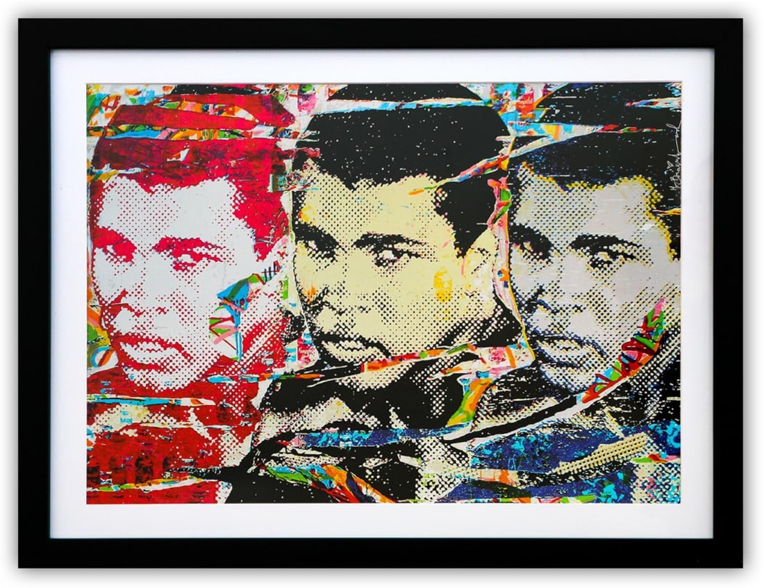 Mr. Brainwash- Offset Lithograph "Ali (The Champ)": Artist: Mr. Brainwash. Medium: Offset Lithograph. Title: Ali (The Champ). Size: 16" x 23". Measures approx. 21" x 28" (framed). Signature: Signed in plate. Certificate of Authenticity: Is included. Ad