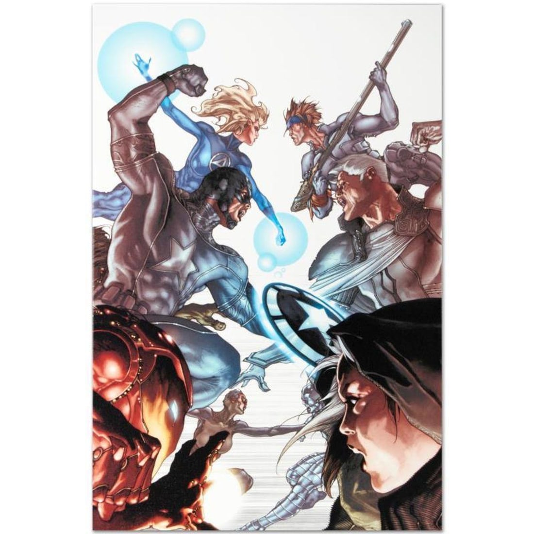 Marvel Comics "Age of X: Universe #2" Numbered Limited Edition Giclee on Canvas by Simone Bianchi: A piece of comic book history, this limited edition, from original art by Simone Bianchi, depicts an epic battle. Known for his use of ink wash in his work, Simone Bianchi is an Italian comic book art