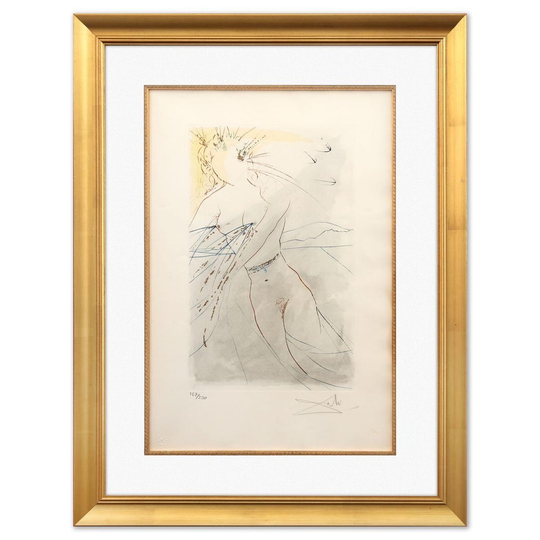 Salvador Dali- Original Lithograph "Thou Art Fair": Artist: Salvador Dali. Medium: Original Lithograph. Title: Thou Art Fair. Size: 21" x 15". Measures approx. 30" x 23" (framed). Signature: Hand signed and numbered. Certificate of Authenticity: Is inc