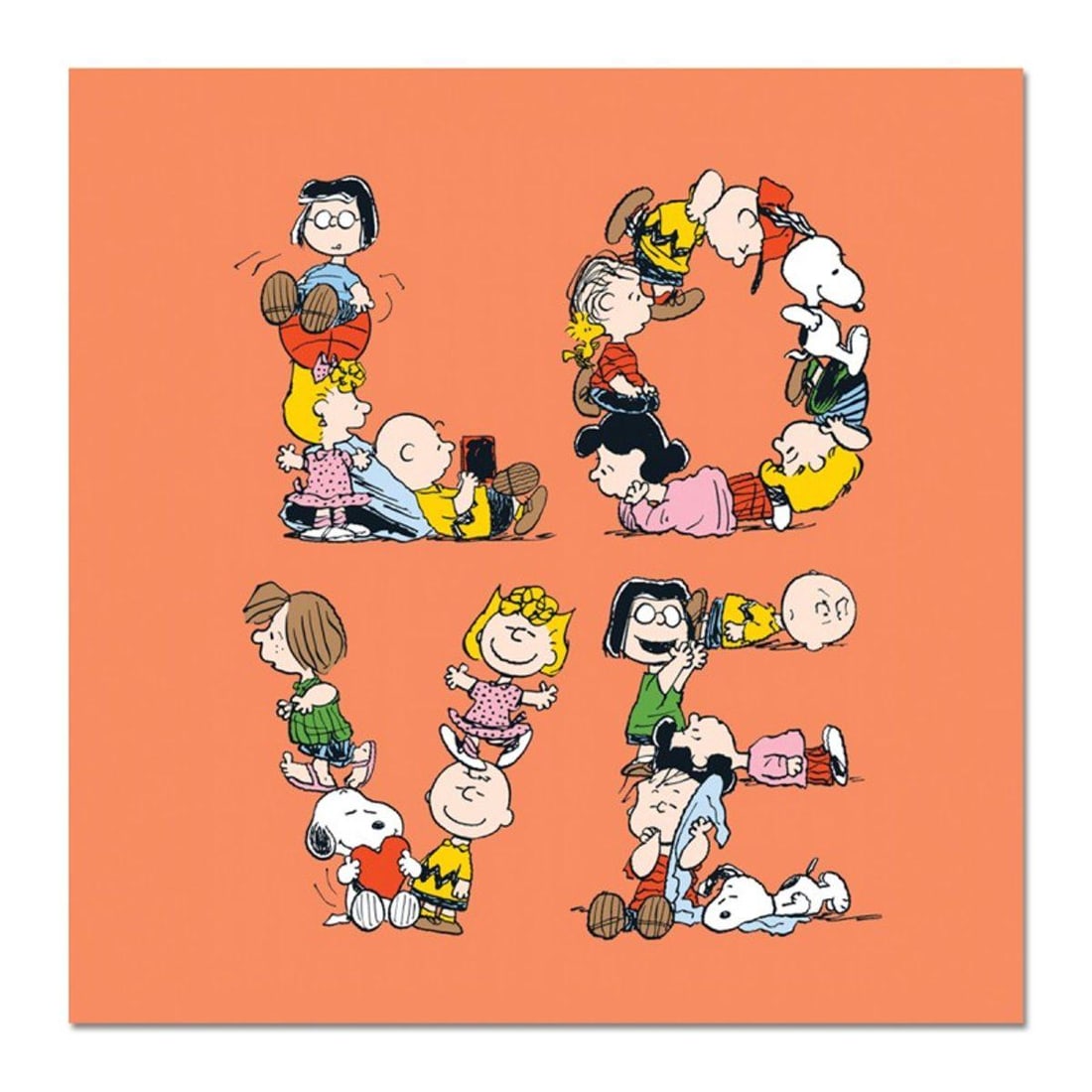 Peanuts, "LOVE" Hand Numbered Canvas Limited Edition Fine Art Print with Certificate of: A vibrant and striking edition portraying the simple yet emotive art of Charles. M. Schulz, creator of PEANUTS . You'll love the color, it really POPS in person! It looks incredible on the wall and wi