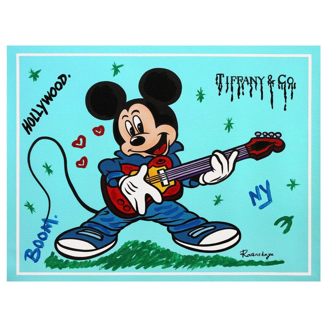 Nastya Rovenskaya- Original Mixed Media on Canvas "Brand Ambassador": Artist: Nastya Rovenskaya. Medium: Original Mixed Media on Canvas. Title: Brand Ambassador. Size: 40" x 30". Signature: Hand signed. Certificate of Authenticity: Is included. Reference#: 80706.