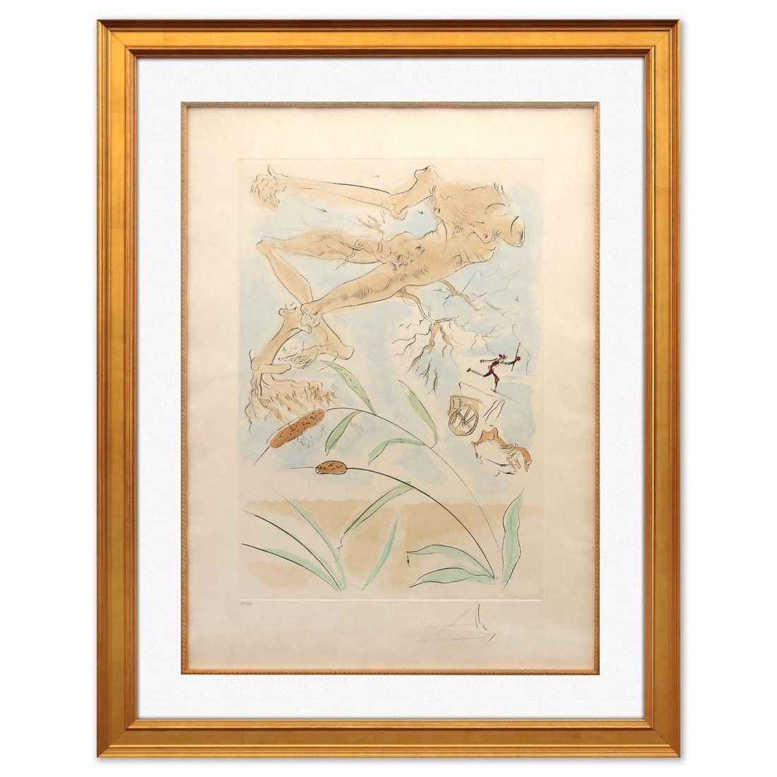 Salvador Dali- Original Lithograph "The Oak and the Reed": Artist: Salvador Dali. Medium: Original Lithograph. Title: The Oak and the Reed. Size: 29" x 21". Measures approx. 39" x 30" (framed). Signature: Hand signed and numbered. Certificate of Authenticity: