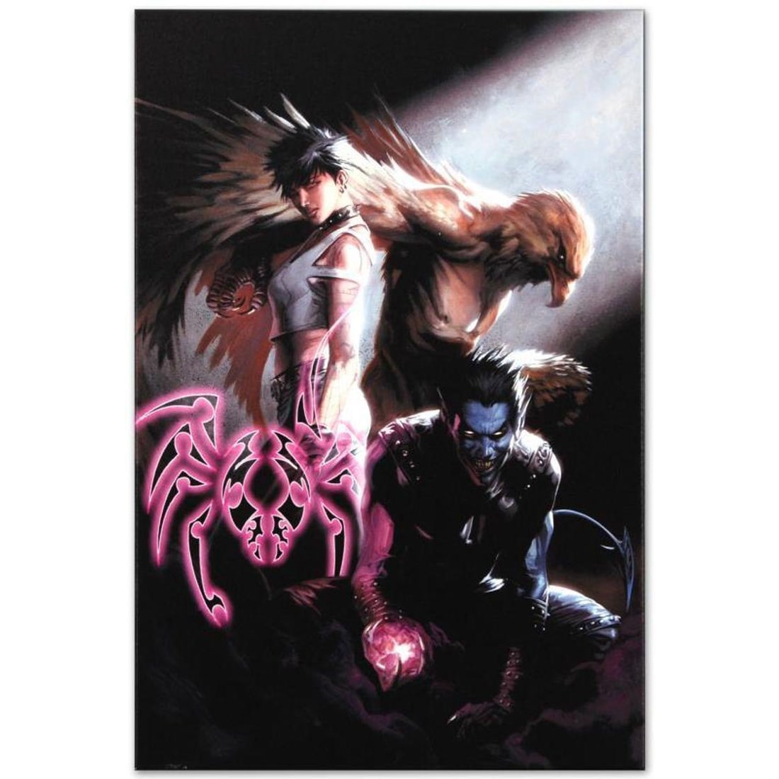 Marvel Comics "Ultimate X-Men #95" Numbered Limited Edition Giclee on Canvas by Gabriele Dell'Otto: A piece of comic book history, this limited edition, from original art by Gabriele Dell'Otto, depicts an intense trio of Nightcrawler, Angel and Dazzler. In 1998 Dell'Otto started collaborating with t