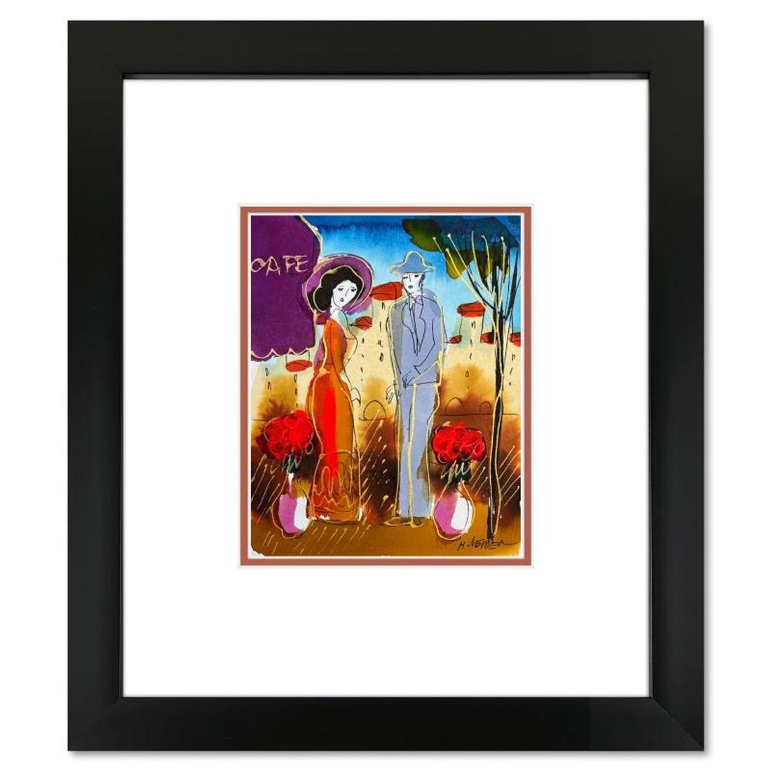 Moshe Leider, Framed Original Mixed Media Watercolor Painting, Hand Signed with Letter of: This is an original mixed media watercolor painting on paper by Moshe Leider. Hand signed by the artist, this piece comes custom framed and includes a Letter of Authenticity. Measures approximately 15
