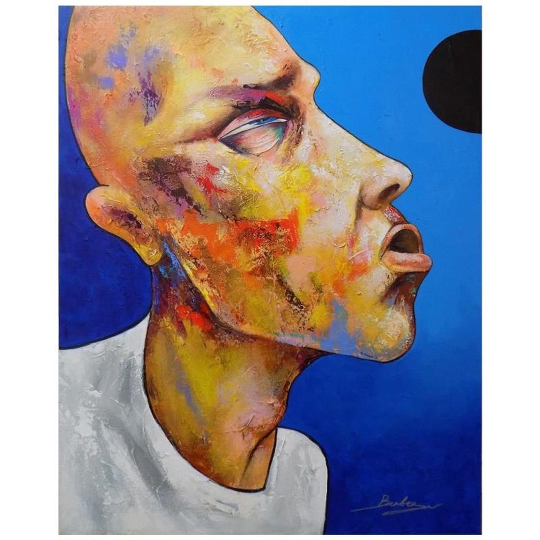 Berberyan, "Deniel" Hand Signed Original Painting on Canvas with Letter of Authenticity.: Deniel is an original acrylic mixed media painting on canvas by Ara Berberyan. The piece is hand signed and comes with a letter of authenticity. Measures approximately 30" x 24".