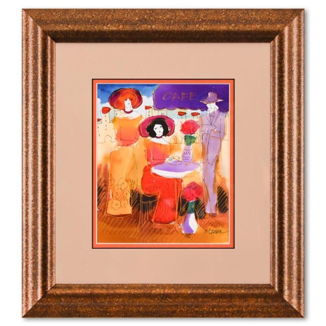 Moshe Leider, Framed Original Mixed Media Watercolor Painting, Hand Signed with Letter of: This is an original mixed media watercolor painting on paper by Moshe Leider, hand signed by the artist. This piece comes custom framed. Includes Letter of Authenticity. Measures approx. 15.5" x 17" (