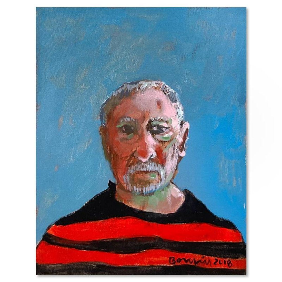 Milton Berwin (1925-2023), "Self Portrait" Original Painting on Canvas (14" x 11"), Hand Signed with: Self Portrait is an original painting on stretched canvas by Milton Berwin (1925-2023), hand signed by the artist. Includes Letter of Authenticity. Measures approx. 14" x 11" (image).