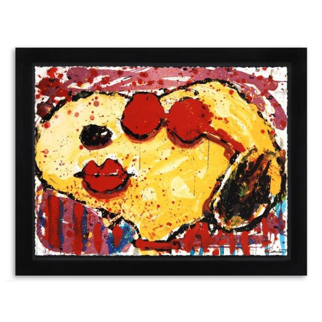 Tom Everhart, "Very Cool Dog Lips In Brentwood" Framed Limited Edition Hand Pulled Original: Very Cool Dog Lips in Brentwood is a limited edition hand pulled original lithograph on museum quality deckle-edge paper by Tom Everhart. The piece is numbered, and hand signed by the artist. This is