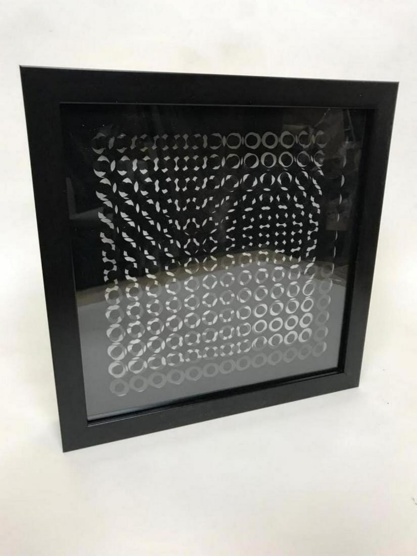Victor Vasarely- 3D Wall Sculpture/object "Cinetiques": Artist: Victor Vasarely. Medium: 3D Wall Sculpture/object. Title: Cinetiques. Size: 11" x 10". Measures approx. 13" x 11" (framed). Certificate of Authenticity: Is included. Additional: Measures 11x13