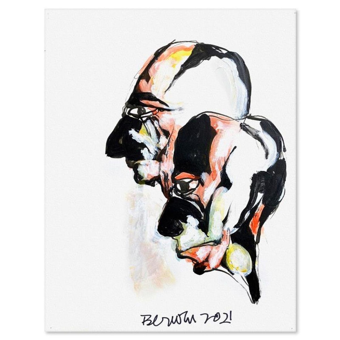 Milton Berwin (1925-2023), Original Painting (14" x 11"), Hand Signed with Letter of Authenticity.: This is an original painting on paper by Milton Berwin (1925-2023), hand signed by the artist. Includes Letter of Authenticity. Measures approx. 14" x 11" (image).