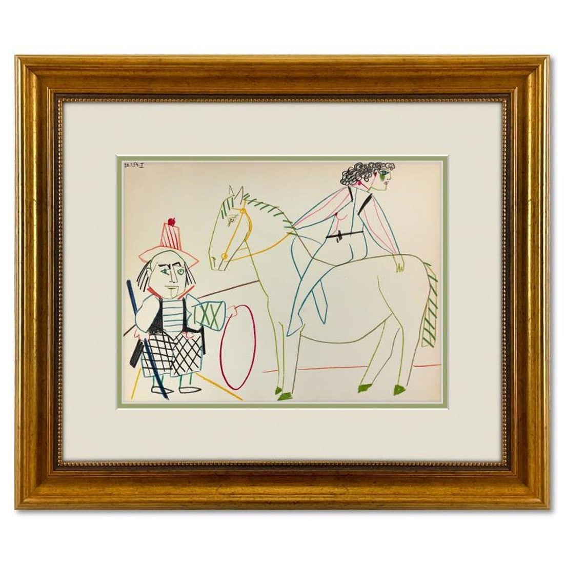 Pablo Picasso (1881-1973), "La Comedie Humaine 30.1.54-II" Framed Vintage Lithograph on Paper with (1 of 2)