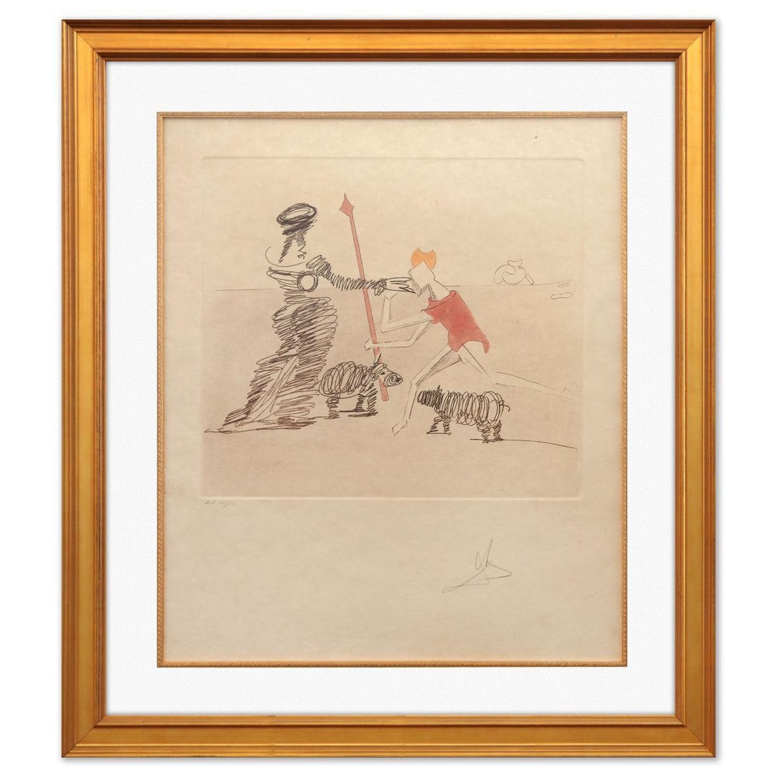 Salvador Dali- Original Lithograph "Pastorale": Artist: Salvador Dali. Medium: Original Lithograph. Title: Pastorale. Size: 25" x 22". Measures approx. 35" x 31" (framed). Signature: Hand signed and numbered. Certificate of Authenticity: Is include