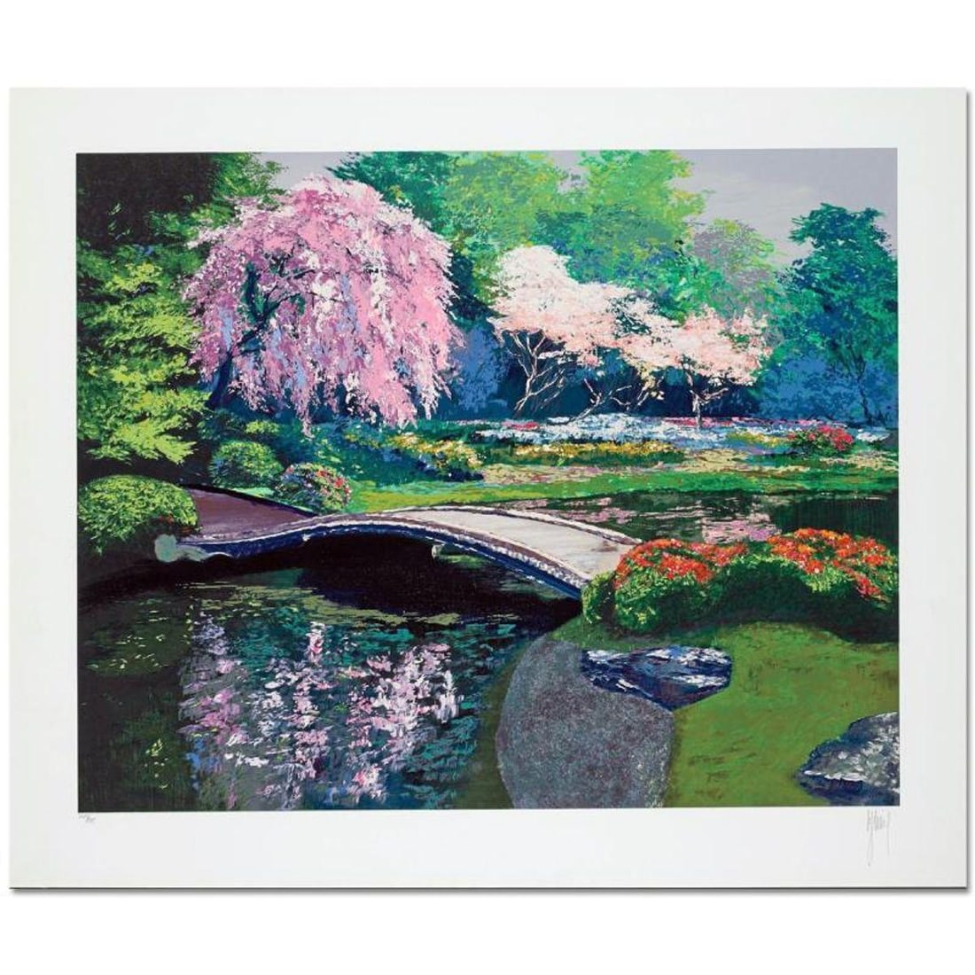 Mark King (1931-2014), "Reflections Of Imperial Garden" Hand Signed Limited Edition Serigraph with: Reflections Of Imperial Garden is a limited edition serigraph on paper by Mark King (1931-2014). Hand signed and numbered, this piece comes with a letter of authenticity and measures approximately 28"