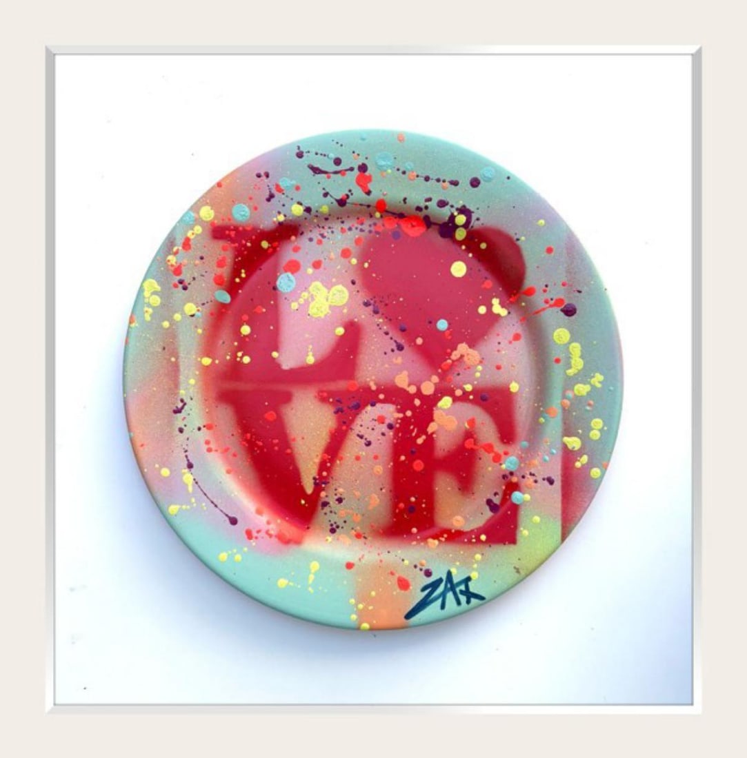 E.M Zax- 1/1 hand painted on ceramic: Artist: E.M Zax. Medium: 1/1 hand painted on ceramic. Measures approx. 20" x 20" (framed). Signature: Hand Signed. Reference#: 25184.