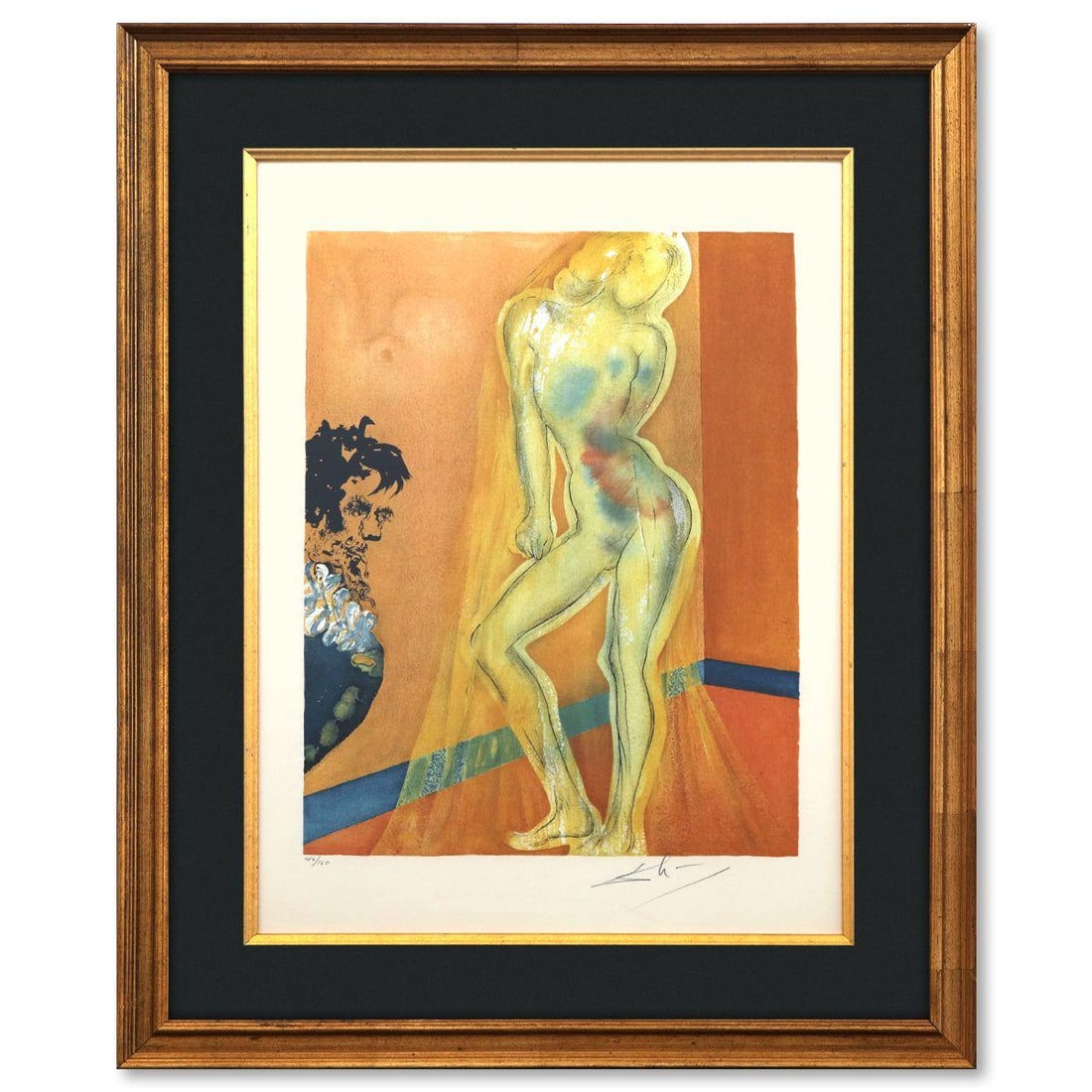 Salvador Dali- Original Lithograph "The Chevalier's Dream of Cecile": Artist: Salvador Dali. Medium: Original Lithograph. Title: The Chevalier's Dream of Cecile. Size: 25" x 19". Measures approx. 33" x 27" (framed). Signature: Hand signed and numbered. Certificate of Au
