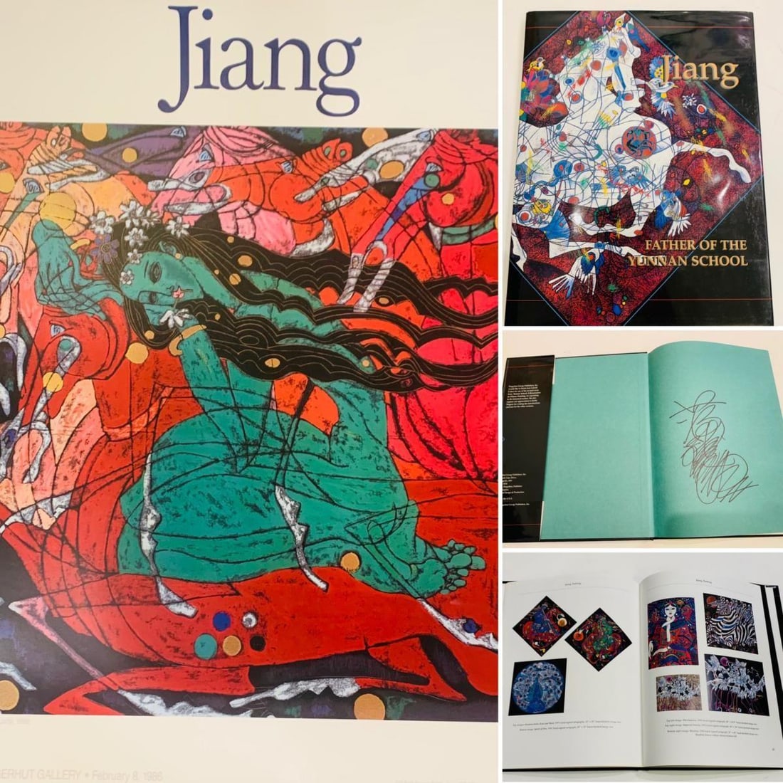 Jiang Tie Feng- Offset Lithograph on paper Along with Hand Signed in ink hardcover book: Artist: Jiang Tie Feng. Medium: Offset Lithograph on paper Along with Hand Signed in ink hardcover book. Size: 24" x 36". Additional: Lot Includes one print and a hand signed book. Reference#: 25030.