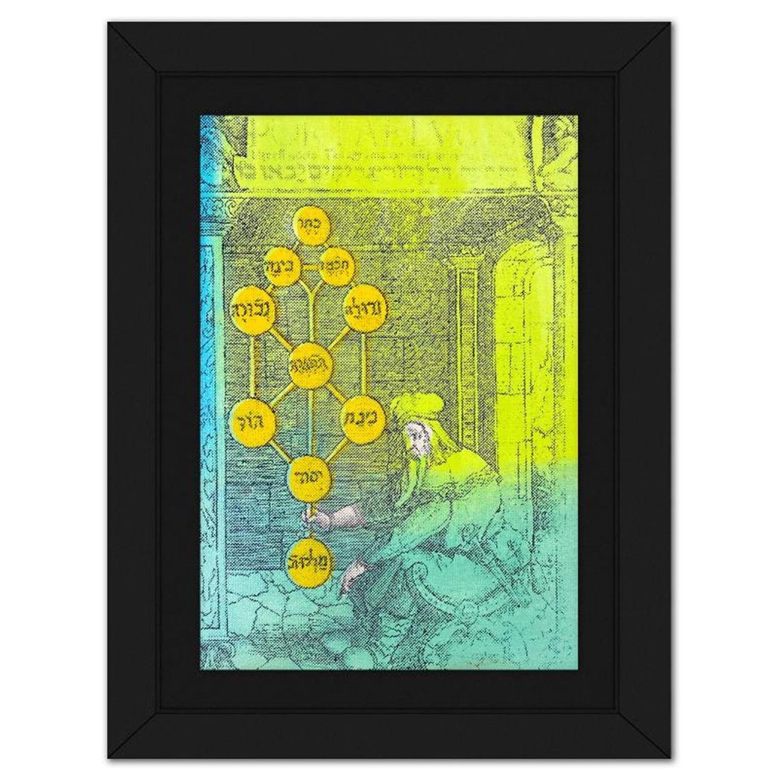 Steve Kaufman (1960-2010), "Kabbalah" Framed Hand Embellished Limited Edition Silscreen, Numbered: Kabbalah is a hand embellished limited edition silkscreen on canvas by Andy Warhol protege, Steve Kaufman (1960-2010), numbered 24/50 inverso and hand signed by the artist. This piece comes custom fra