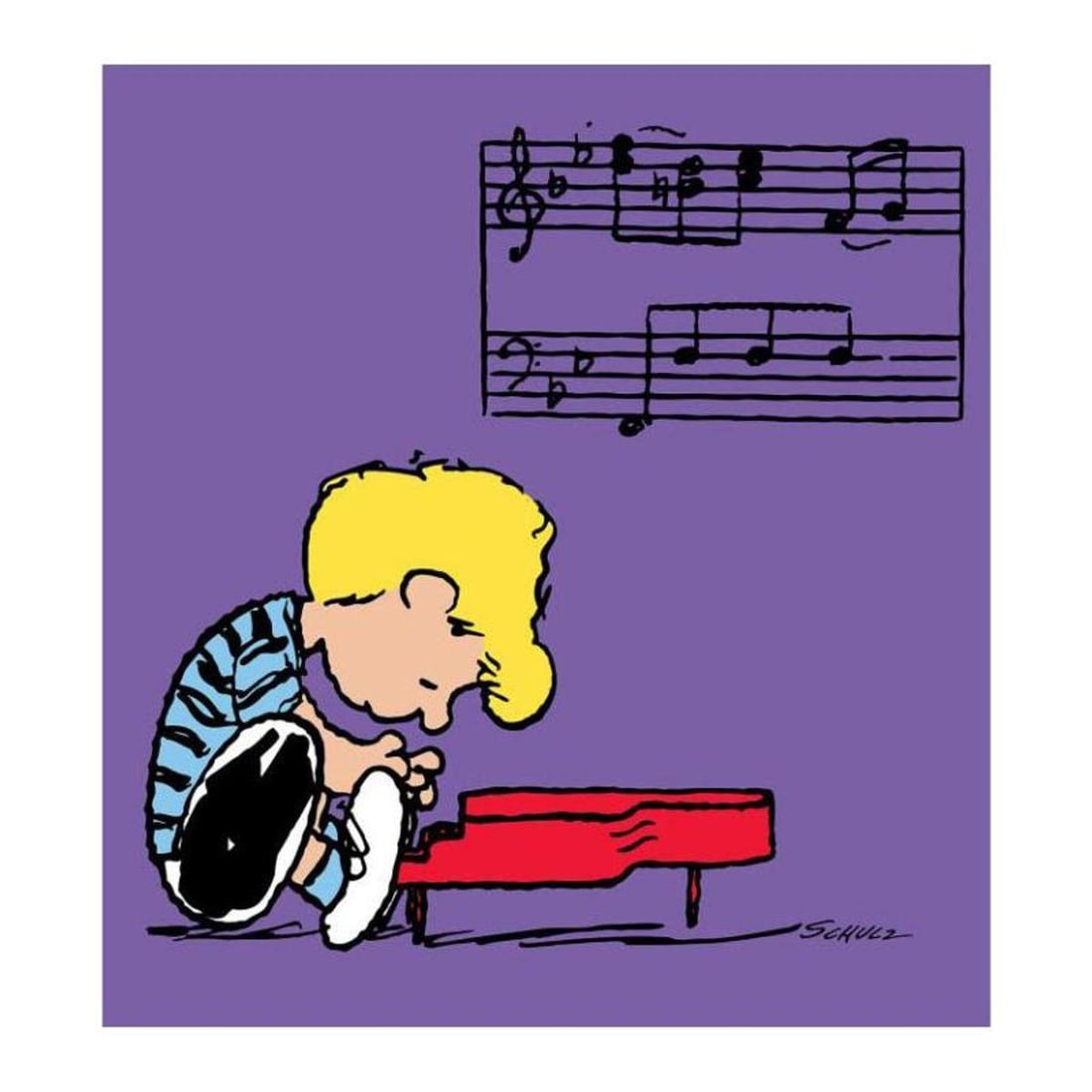 Peanuts, "Schroeder" Hand Numbered Canvas (40"x44") Limited Edition Fine Art Print with Certificate: A vibrant and striking edition portraying the simple yet emotive art of Charles. M. Schulz, creator of PEANUTS . You'll love the color, it really POPS in person! It looks incredible on the wall and wi