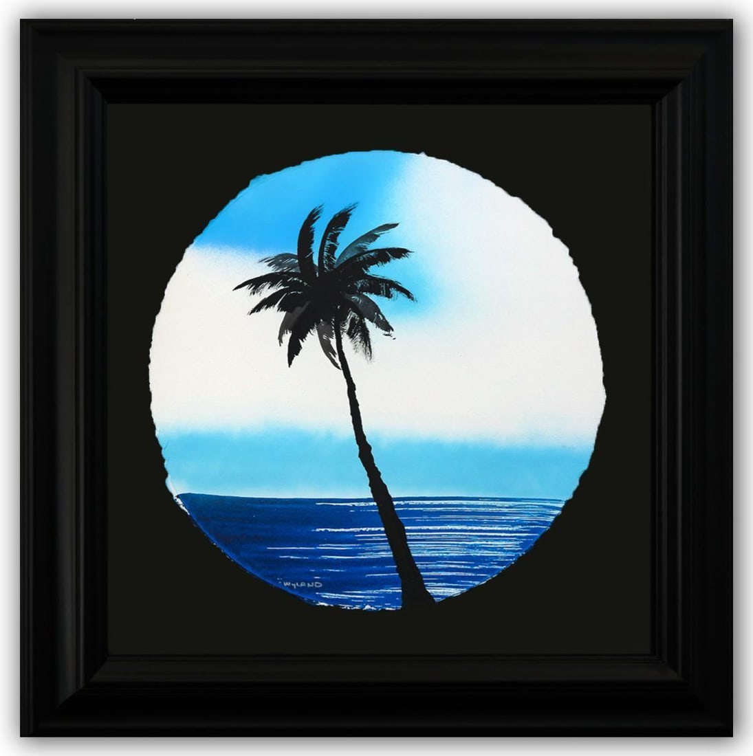 Wyland- Original Watercolor Painting on Deckle Edge Paper "Palm Tree": Artist: Wyland. Medium: Original Watercolor Painting on Deckle Edge Paper. Title: Palm Tree. Size: 19" x 19". Measures approx. 30" x 30" (framed). Signature: Hand Signed by the artist. Certificate of