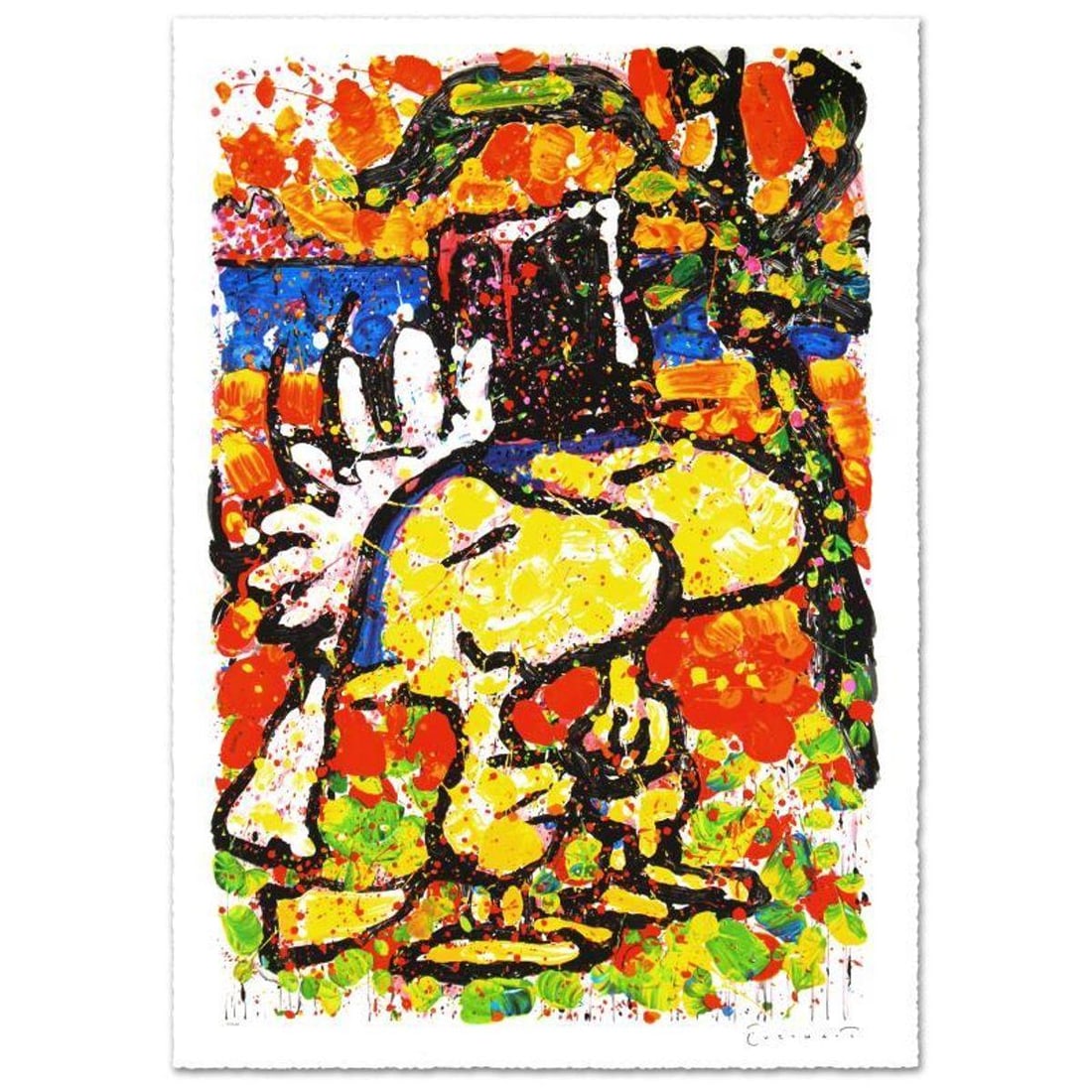 Hitched Limited Edition Hand Pulled Original Lithograph (26" x 39") by Renowned Charles Schulz: Hitched is a limited edition hand pulled original lithograph on museum quality deckle-edge paper, numbered and hand signed by Tom Everhart. This is one of the final Everhart editions to be created on