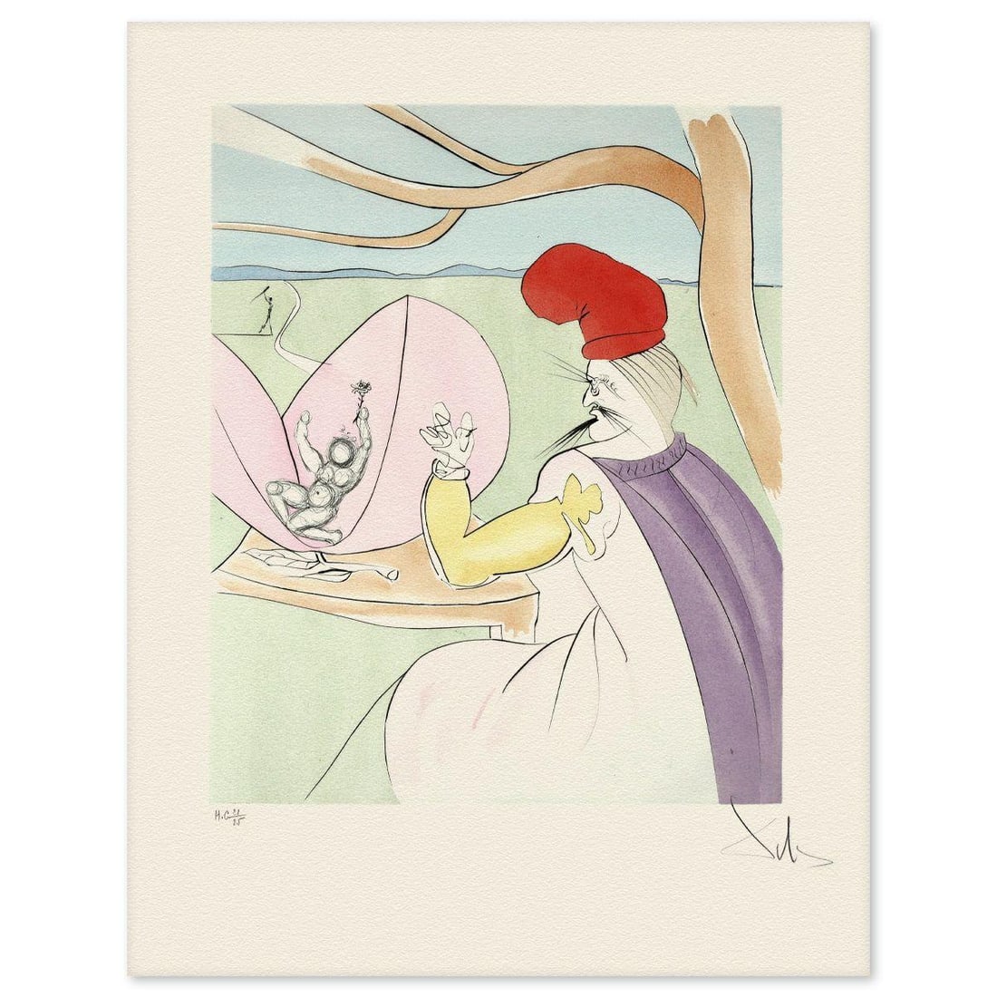 Salvador Dali- Etching "Momotaro": Artist: Salvador Dali. Medium: Etching. Title: Momotaro. Size: 26" x 20". Signature: Hand signed and numbered. Reference#: 74721.