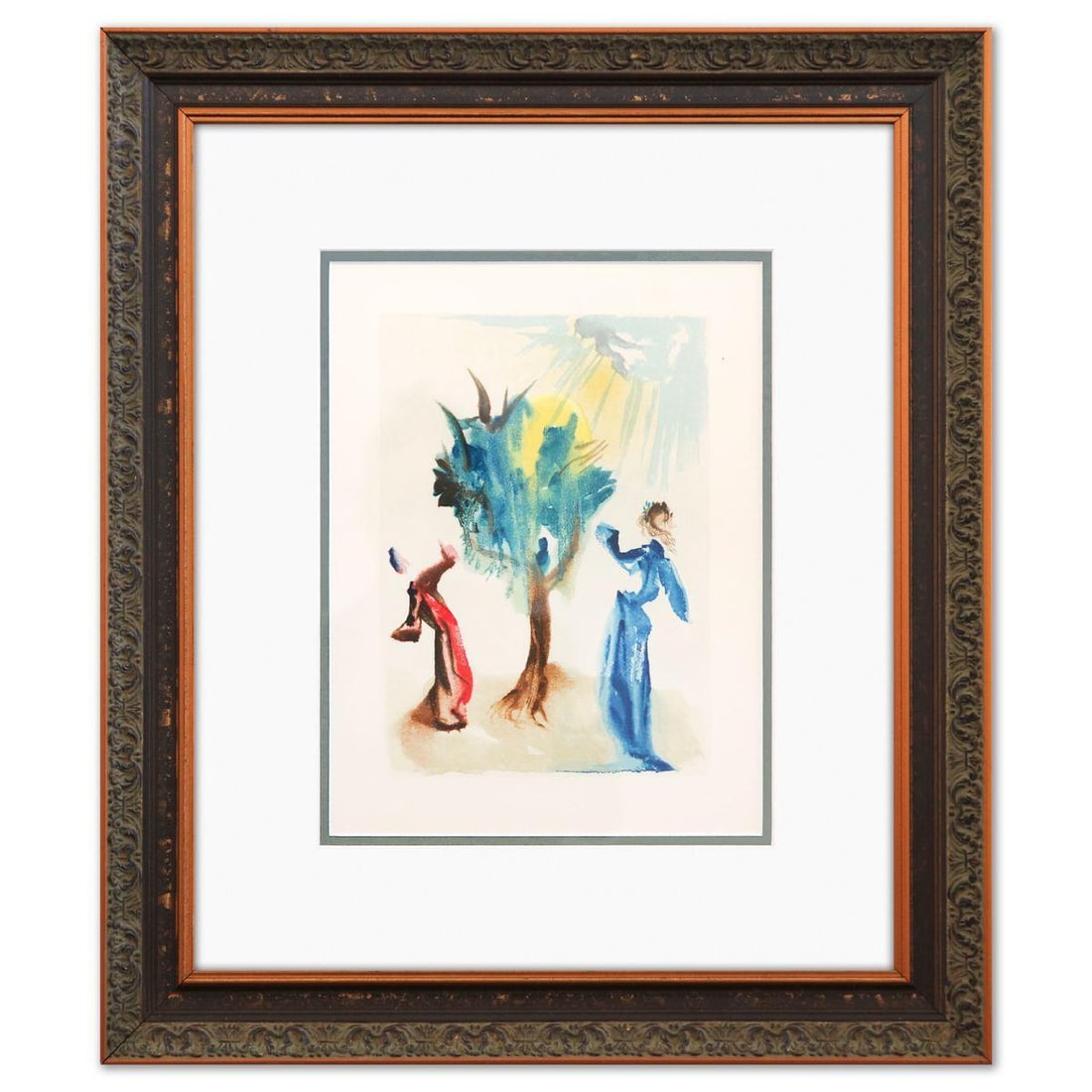 Salvador Dali- Original Color Woodcut on B.F.K. Rives Paper "Purgatory 24": Artist: Salvador Dali. Medium: Original Color Woodcut on B.F.K. Rives Paper. Title: Purgatory 24. Size: 13" x 10". Measures approx. 22" x 19" (framed). Certificate of Authenticity: Is included. Additi