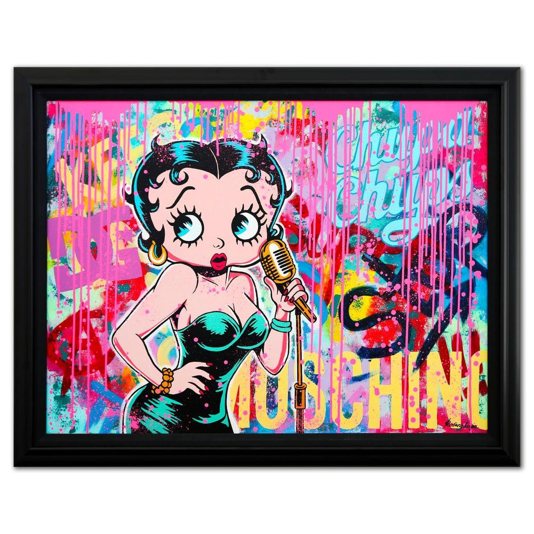 Nastya Rovenskaya- Original Oil on Canvas "Pop Diva Betty": Artist: Nastya Rovenskaya. Medium: Original Oil on Canvas. Title: Pop Diva Betty. Size: 30" x 40". Measures approx. 36" x 45" (framed). Signature: Hand Signed. Certificate of Authenticity: Is included