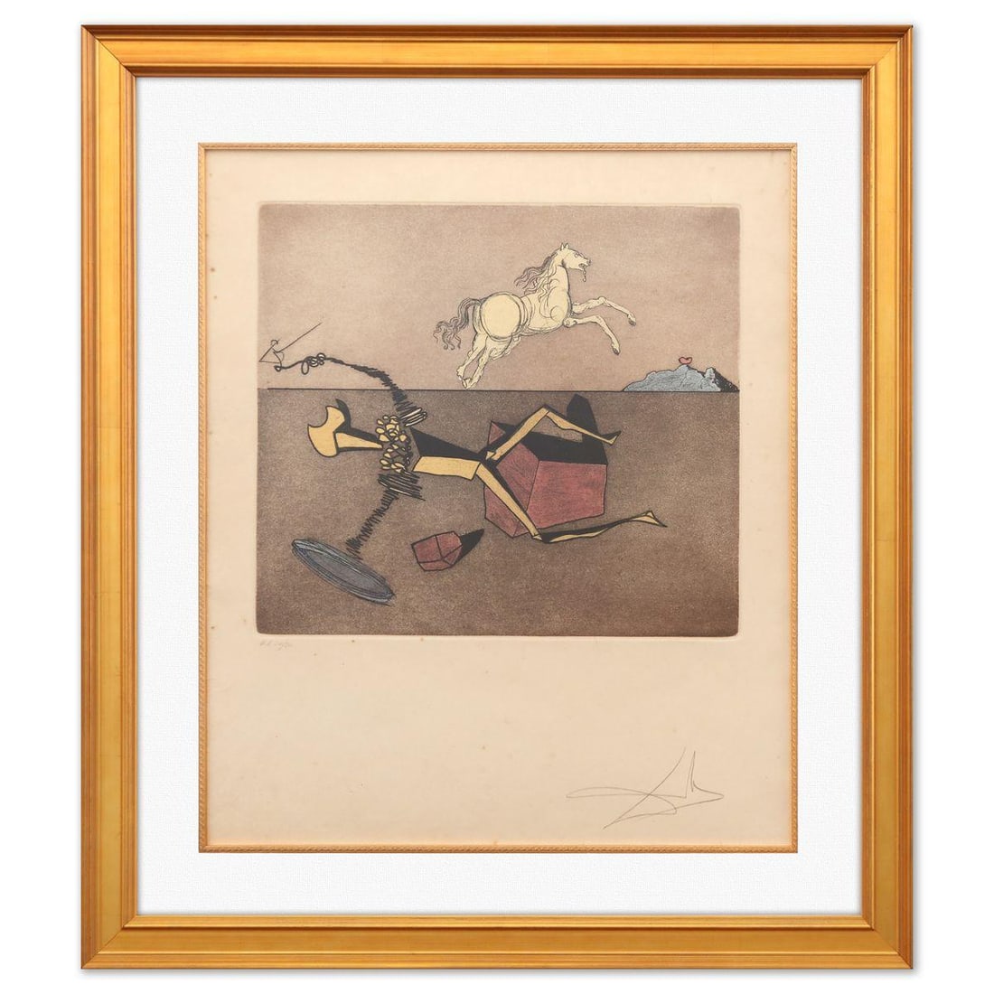 Salvador Dali- Original Lithograph "Aspiration": Artist: Salvador Dali. Medium: Original Lithograph. Title: Aspiration. Size: 25" x 22". Measures approx. 35" x 31" (framed). Signature: Hand signed and numbered. Certificate of Authenticity: Is includ