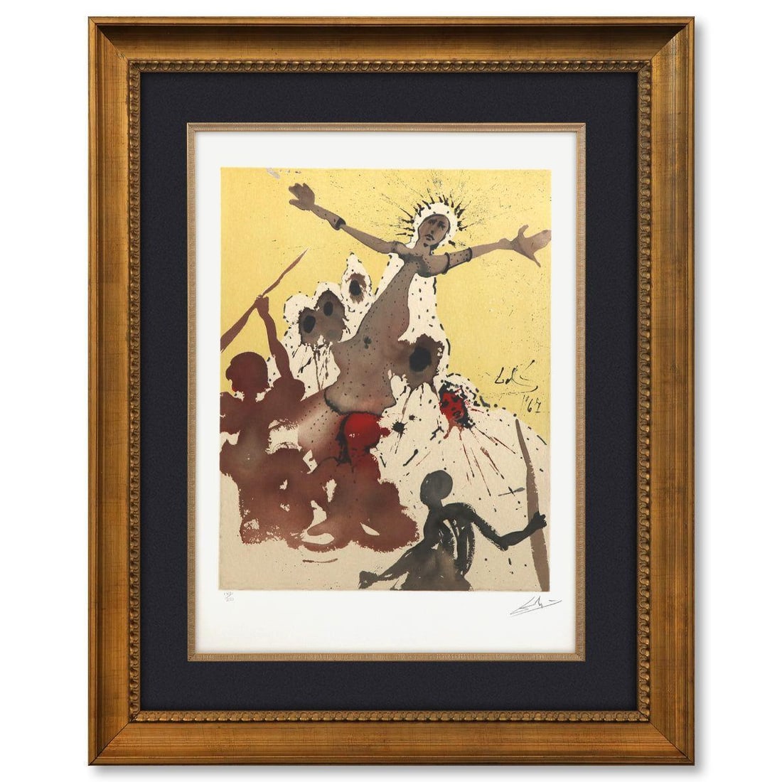 Salvador Dali- Original Lithograph "Arise, Barak, and lead...": Artist: Salvador Dali. Medium: Original Lithograph. Title: Arise, Barak, and lead.... Size: 25" x 19". Measures approx. 37" x 30" (framed). Signature: Signed and numbered in pencil. Certificate of Aut