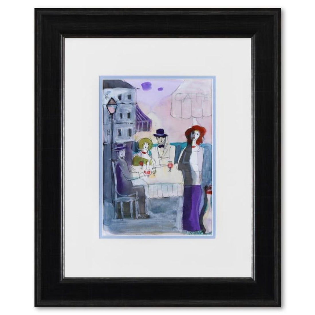 Moshe Leider, Framed Original Mixed Media Watercolor Painting, Hand Signed with Letter of: This is an original mixed media watercolor painting on paper by Moshe Leider, hand signed by the artist. This piece comes custom framed. Includes Letter of Authenticity. Measures approx. 18" x 22" (fr