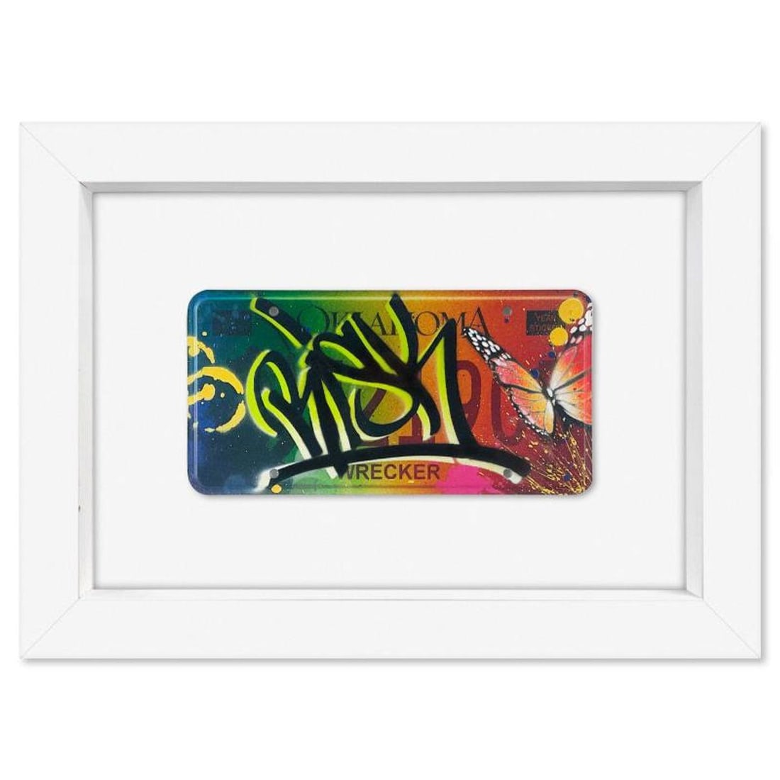 RISK, "License Plate" Framed Mixed Media Original with Letter Authenticity (1 of 1)