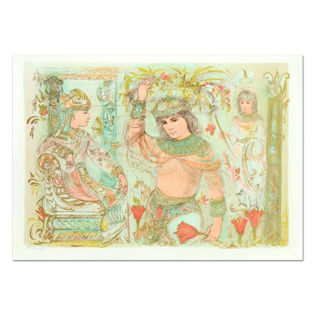 Edna Hibel (1917-2014), "Aida" Limited Edition Lithograph, Numbered and Hand Signed with Certificate: Aida is a limited edition lithograph on paper by Edna Hibel (1917-2014), numbered and hand signed by the artist. Includes Certificate of Authenticity. Measures approx. 42" x 29.5" (border), 38" x 26"