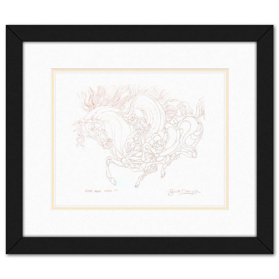 Guillaume Azoulay- Original Drawing "ESSAI QQRS": Artist: Guillaume Azoulay. Medium: Original Drawing. Title: ESSAI QQRS. Size: 11" x 14". Measures approx. 18.5" x 21.5" (framed). Signature: Hand signed. Certificate of Authenticity: Is included. Refe