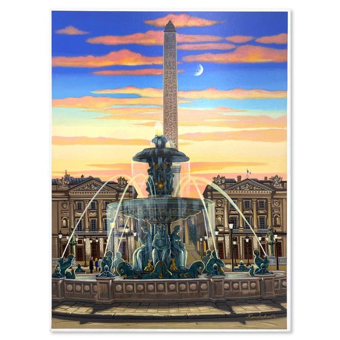 Liudmila Kondakova, "Place de la Concorde (Toujours Paris)" Limited Edition Serigraph on Gesso: Place de la Concorde (Toujours Paris) is a limited edition serigraph on gesso board by Liudmila Kondakova, hand signed by the artist. Includes Letter of Authenticity. Measures approx. 18" x 13.5" (ima
