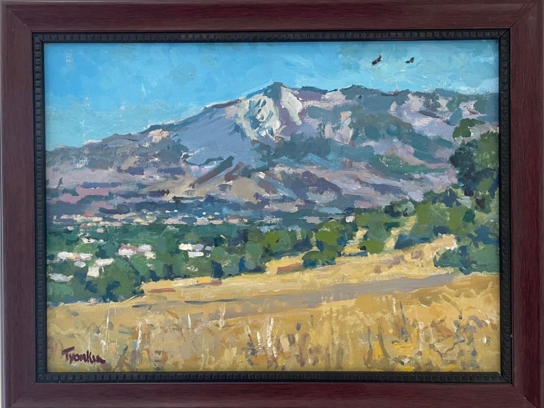 Boris Tyomkin- Oil on board "Ojai Summer": Artist: Boris Tyomkin. Medium: Oil on board. Title: Ojai Summer. Size: 12" x 16". Reference#: 25121.