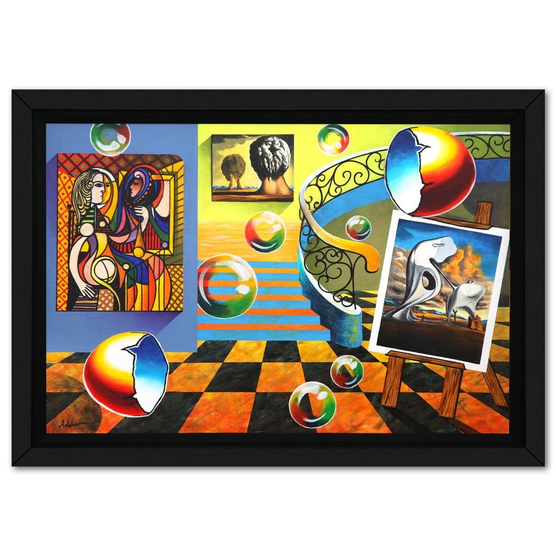 Alexander Astahov- Original Oil on Canvas "Pop Art Boulevard": Artist: Alexander Astahov. Medium: Original Oil on Canvas. Title: Pop Art Boulevard. Size: 24" x 36". Measures approx. 29" x 41" (framed). Signature: Hand Signed. Certificate of Authenticity: Is inclu