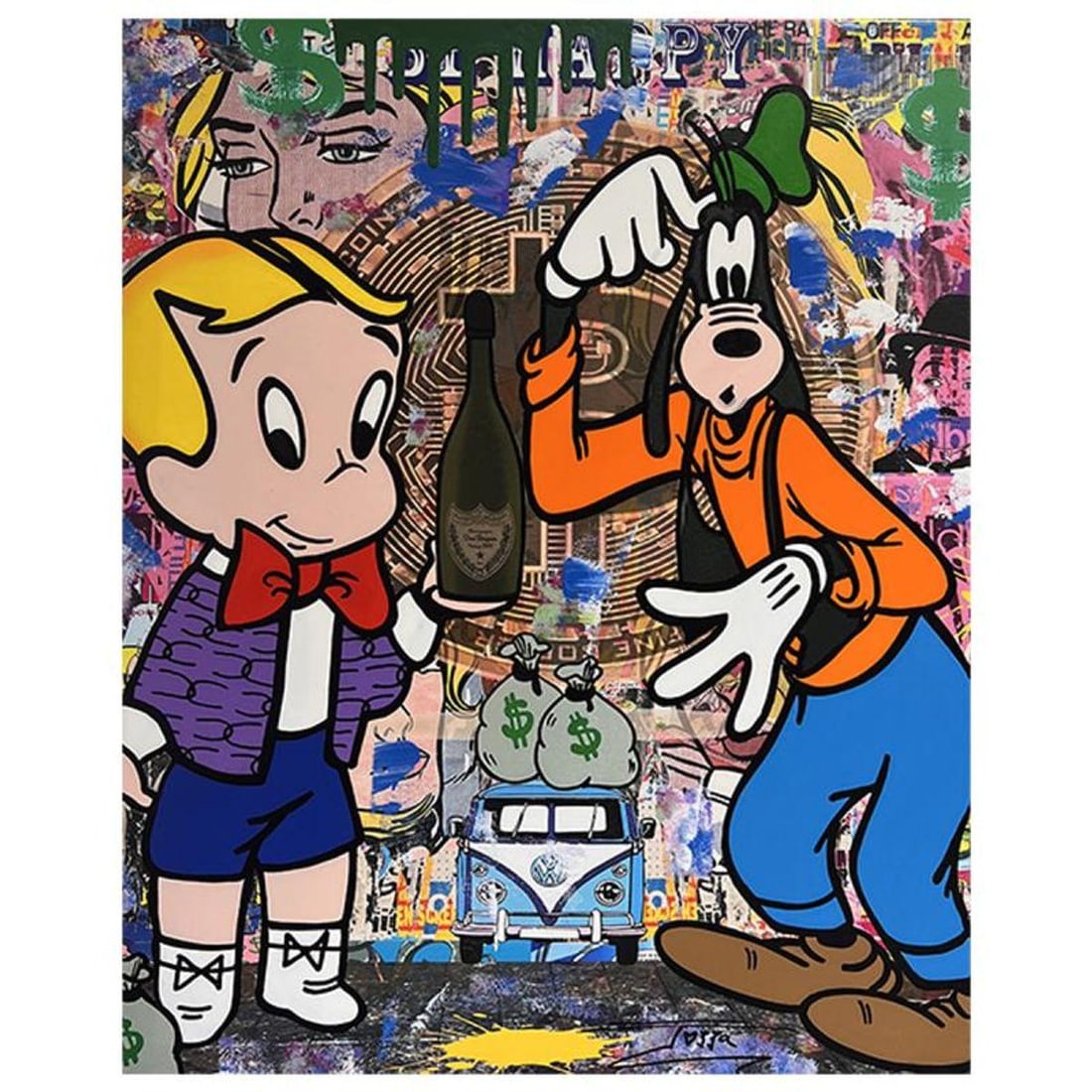 Jozza, "A Little Lost" Unique Mixed Media on Canvas, Hand Signed with Letter of Authenticity. (1 of 1)