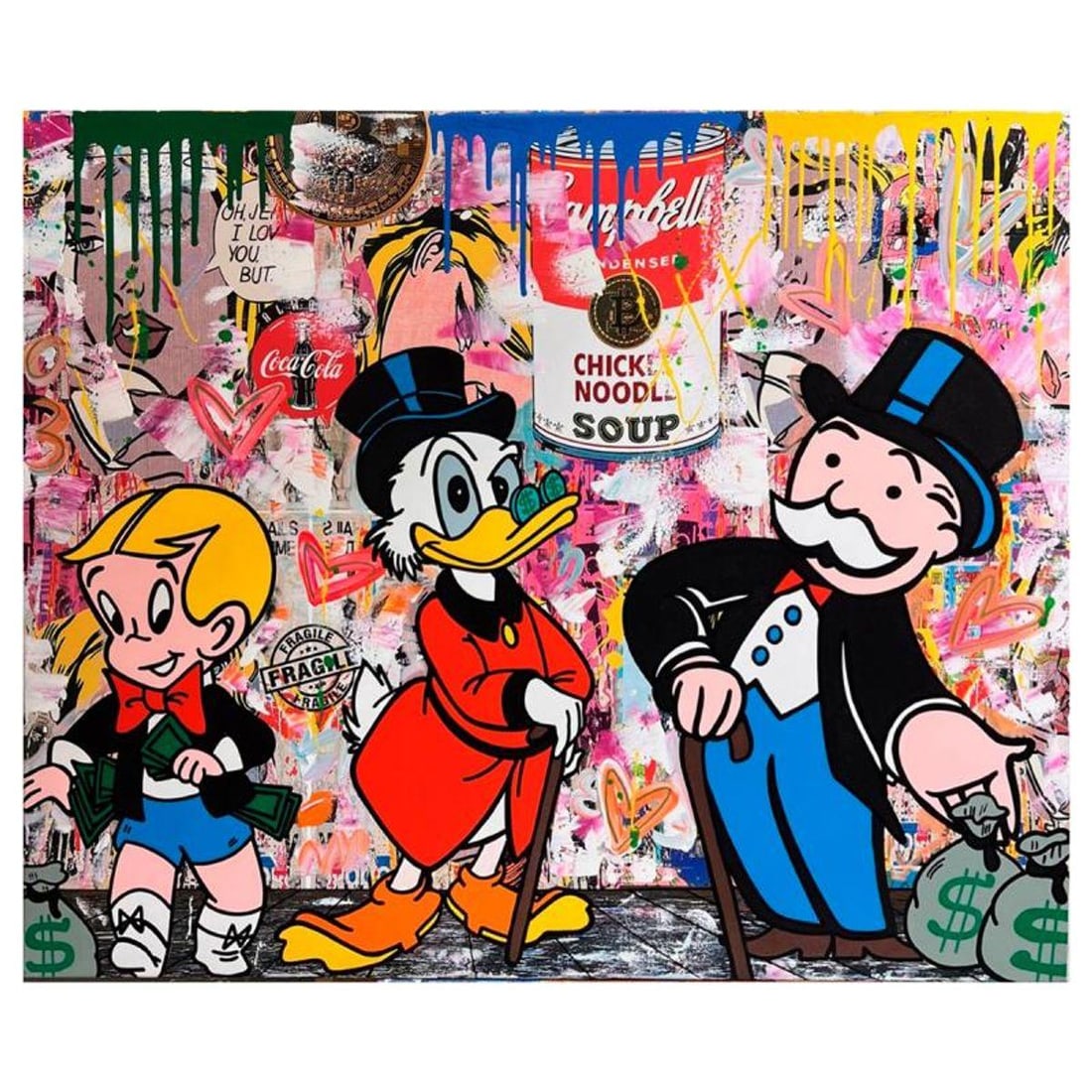 Jozza, "Run for the Money" Unique Mixed Media on Canvas, Hand Signed with Letter of Authenticity. (1 of 1)