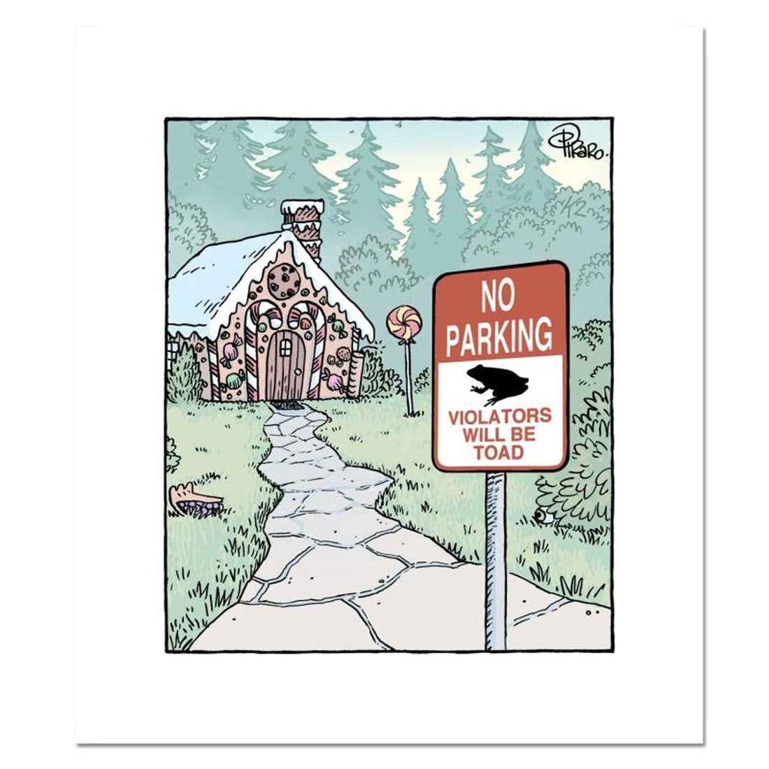 Bizarro, "Witch Parking" Numbered Limited Edition Hand Signed by Creator Dan Piraro; Letter of: Witch Parking is a limited edition giclee on paper by Dan Piraro, creator of the critically acclaimed and award winning comic strip, Bizarro! This piece is numbered and hand signed by the artist and i