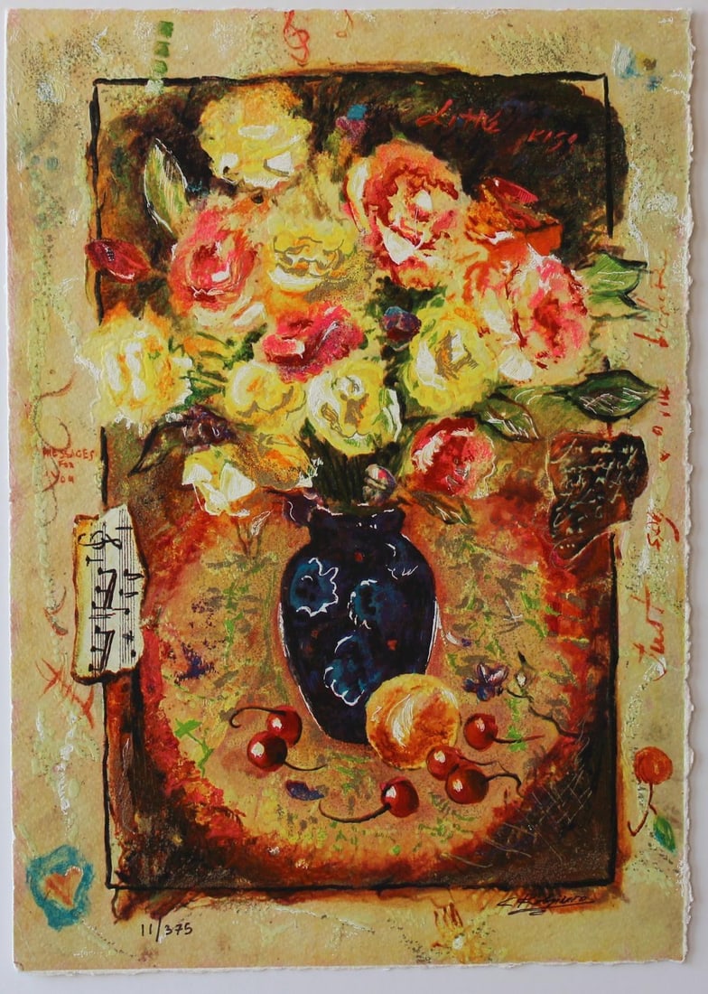 Sergey Kovrigo- Original Serigraph on Paper "Sunshine Roses": Artist: Sergey Kovrigo. Medium: Original Serigraph on Paper. Title: Sunshine Roses. Size: 13" x 9". Signature: Hand Signed by the Artist. Certificate of Authenticity: From the publisher. Reference#: 2