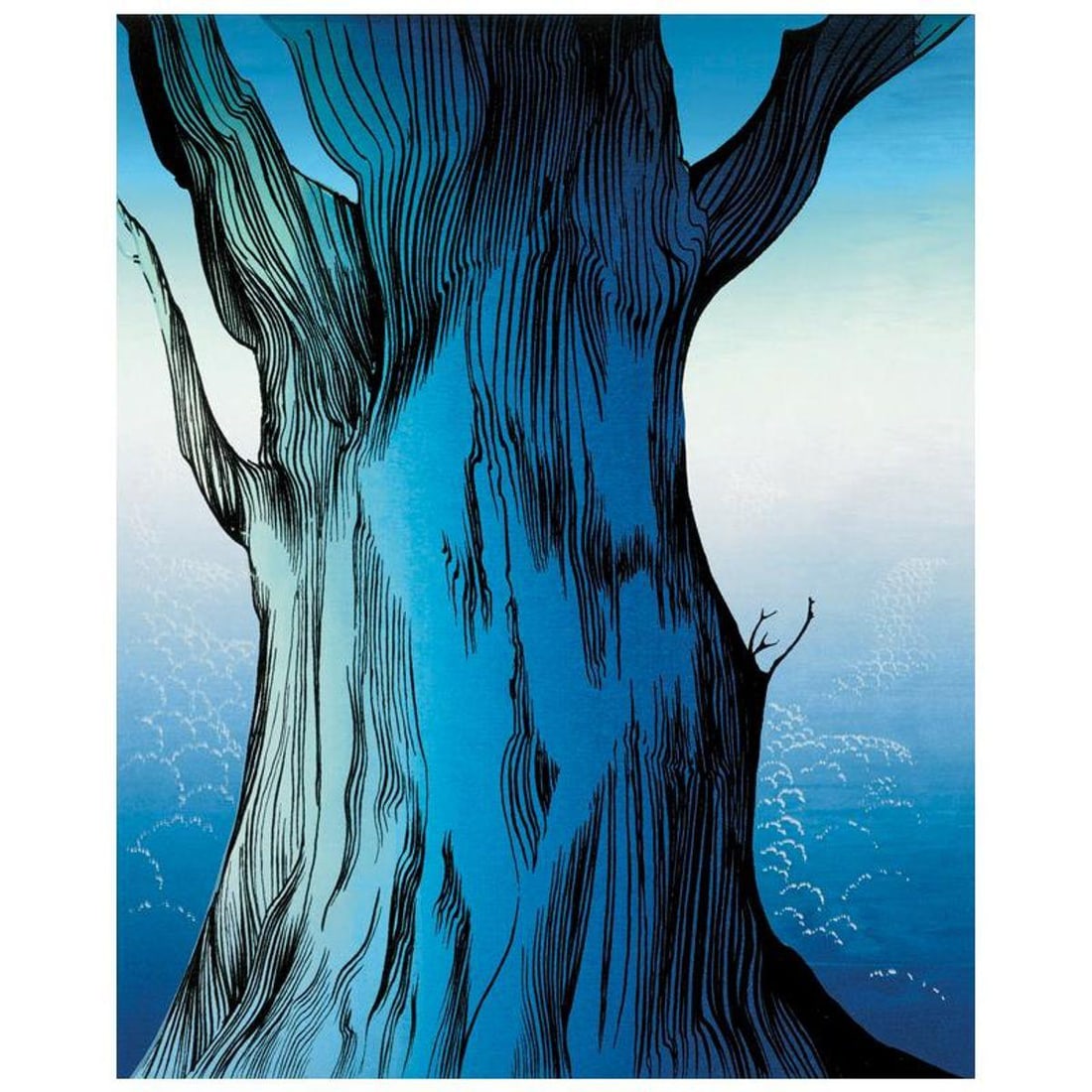 Eyvind Earle (1916-2000), "Eucalyptus" Limited Edition Serigraph. Hand Signed and Certificate of: Eucalyptus is a limited edition serigraph on paper by Eyvind Earle (1916-2000). The piece is numbered, hand-signed by the artist, and accompanied by a certificate of authenticity. Measures approximate