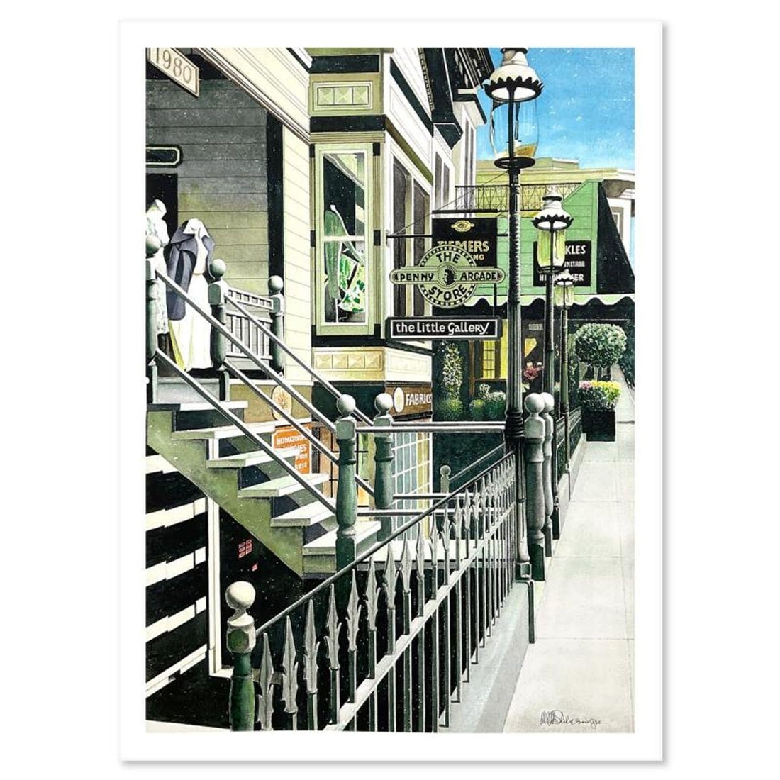 William Schlesinger (1915-2011), "Union Street" Limited Edition Serigraph, Numbered and Hand Signed: Union Street is a limited edition serigraph on paper by William Schlesinger (1915-2011), numbered and hand signed by the artist. Includes Letter of Authenticity. Measures approx. 22" x 30" (border), 2