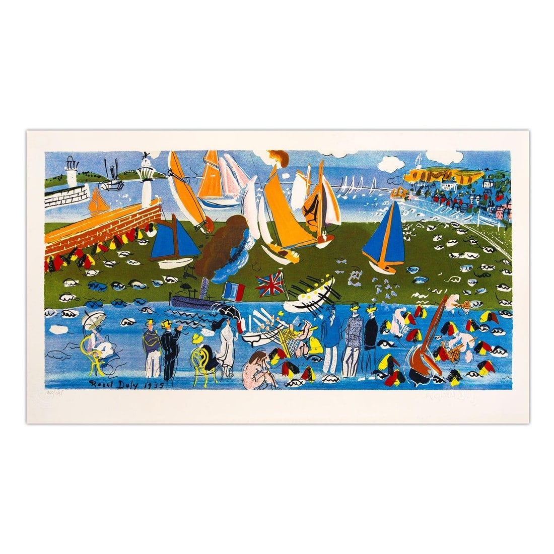 Raoul Dufy- Lithograph "La Visite De L'escadre Anglaise Au Havre": Artist: Raoul Dufy. Medium: Lithograph. Title: La Visite De L'escadre Anglaise Au Havre. Size: 15" x 25.5". Signature: Stamp signed and numbered. Certificate of Authenticity: Is included. Additional: