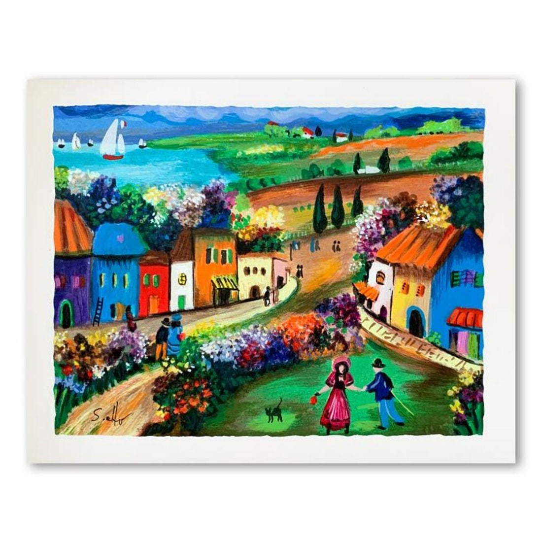 Shlomo Alter (1936-2021), "The Village" Hand Signed Limited Edition Serigraph on Paper with Letter: The Village is a limited edition serigraph on paper by Shlomo Alter (1936-2021). It is numbered and hand signed and includes a letter of authenticity. Measures approximately 8.5" x 11" (image). Refere