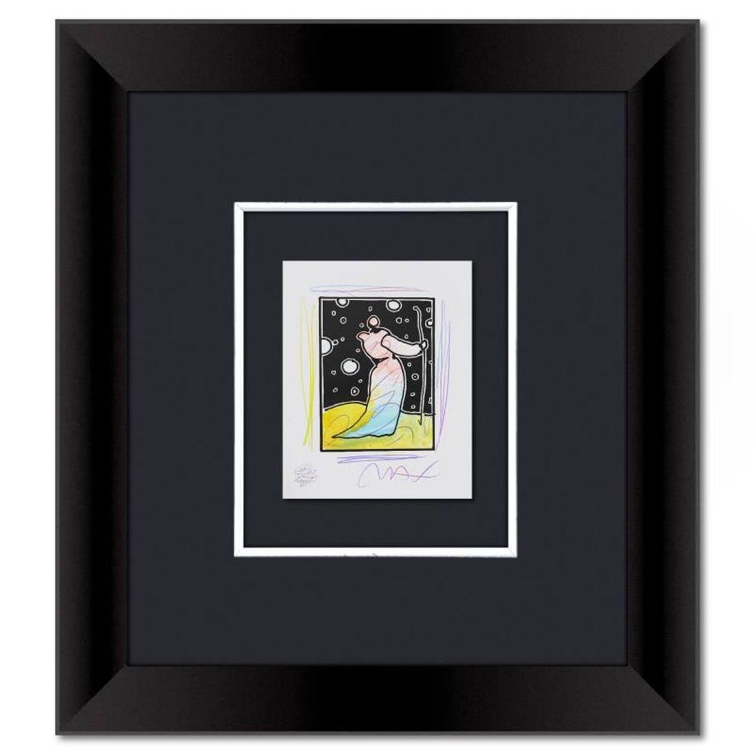 Peter Max, Framed One-of-a-Kind Mixed Media, Hand Signed with Registration Number Certifying (1 of 2)
